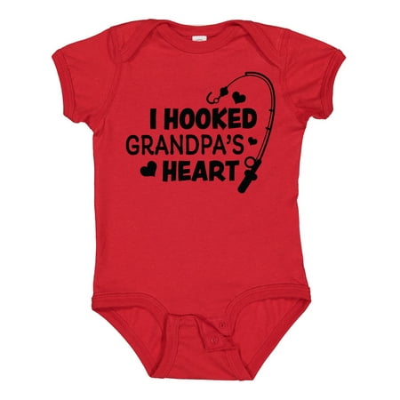 

Inktastic I Hooked Grandpa s Heart with Fishing Rod Gift Baby Boy or Baby Girl Bodysuit