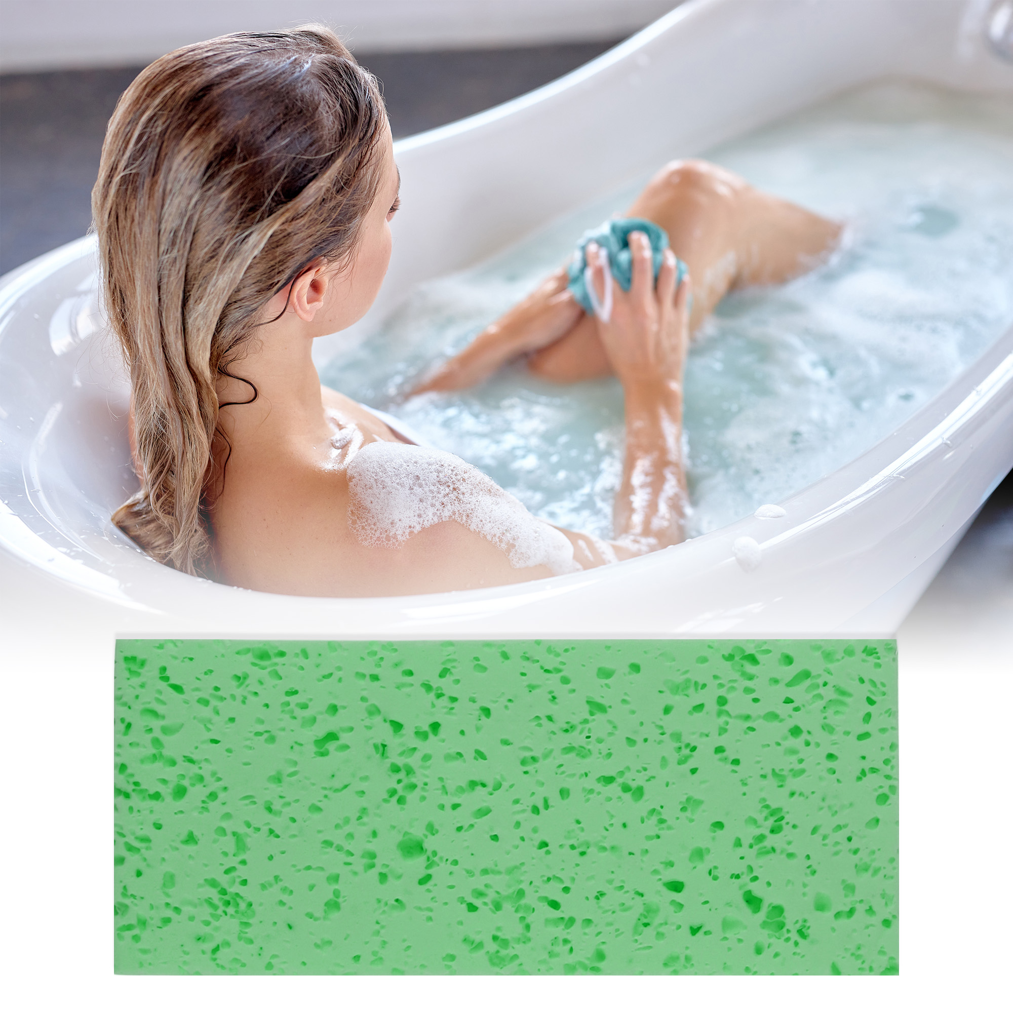 Unique Bargains Honeycombs Rectangular Bath Sponge Body Scrubber 1 Pc Cyan