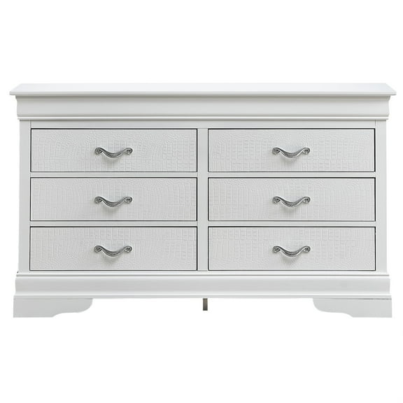 Passion Furniture PF-G6590-D Lorana 6-Drawer Silver Dresser - 33 x 59 x 16 in.
