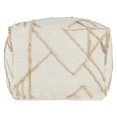 thumbnail image 2 of 18 Inch Square Cube Accent Pouf, Woven Abstract Jute Embroidery, Off White, Saltoro Sherpi, 2 of 5