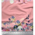 thumbnail image 1 of Soimoi Pink Cotton Poplin Fabric Ranunculus & Chrysanthemum Floral Printed Craft Fabric by the Yard 42 Inch Wide, 1 of 3