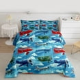 thumbnail image 2 of Manfei Traditional Plane Queen Comforter Set 3 Pieces, Blue Sky Bedding Sets, Cartoon Aircraft Bedding Comforter Set, Microfiber Bedroom Decor, 2 of 8