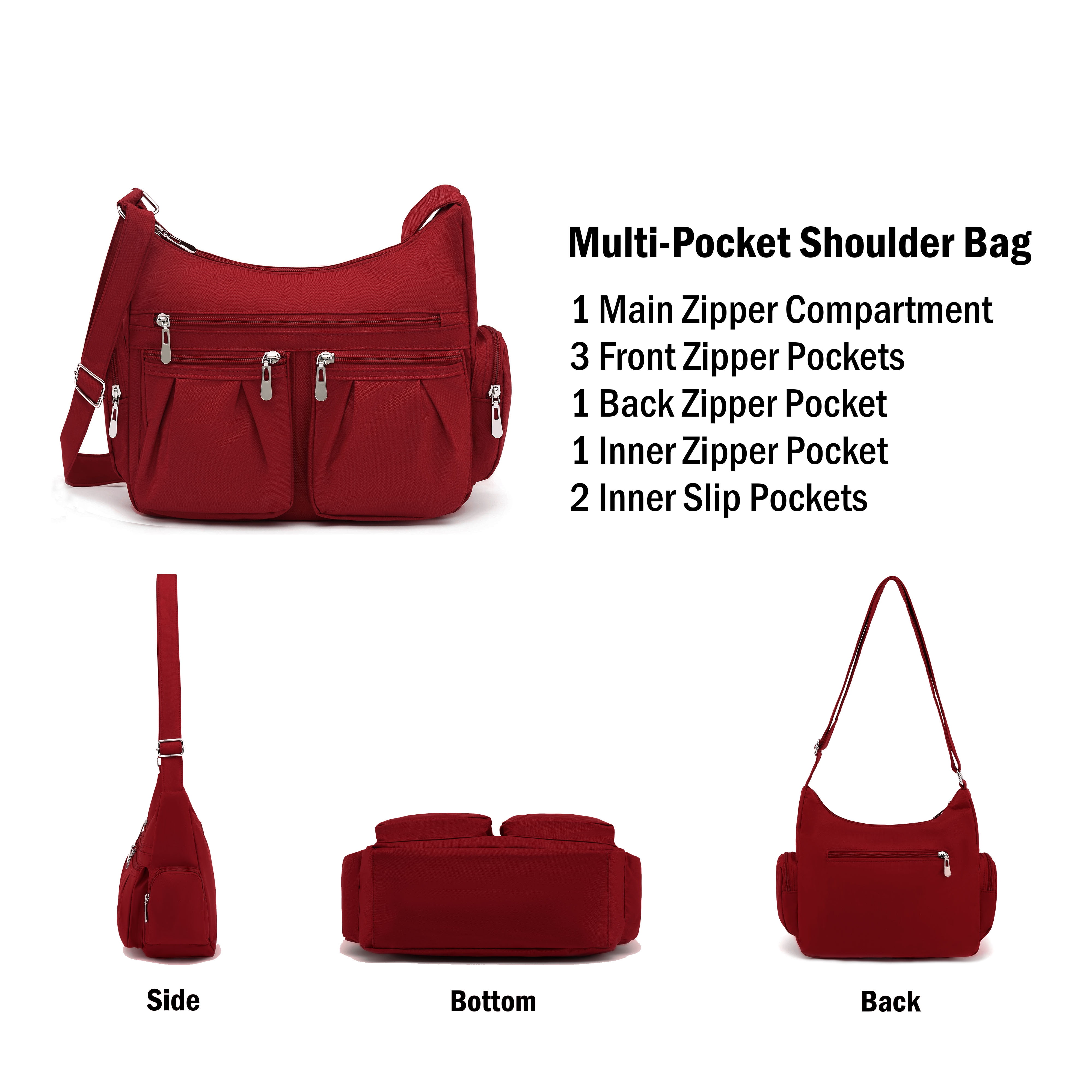 Scarleton Multi Pocket Shoulder Bag, Crossbody Bag for Women, H1407