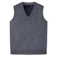 thumbnail image 2 of Puntoco Men Long Sleeve Shirt Mens V-Neck Knitted Sweater Sleeveless Pullover Knitwear Vest Solid Plain Loose Fit All Match Sweater Tops Dark Gray XXL(XXL), 2 of 4