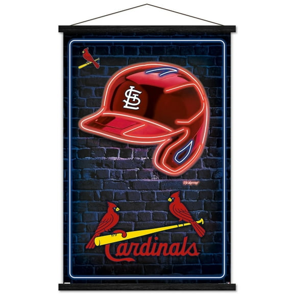 MLB St. Louis Cardinals - Neon Helmet 23 Wall Poster with Magnetic Frame, 22.375" x 34"