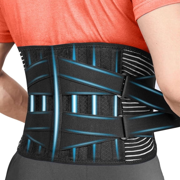 Lower Back Braces Support Belt for Lower Back Pain Relief with 6 Stays, Breathable Back Support Belt for Men/Women for work , Anti-skid lumbar support belt with 16-hole Mesh for sciatica(M)