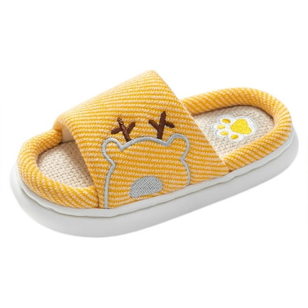 

ZMHEGW Family Child Deer Linen Slippers Thick Sole Non Slip Home Parenting Boys Girls Cotton Linen Slippers Big House Kid 8 Simple Suede Slippers Toddler Soft Slippers Big Kids Slippers Toddler Boys