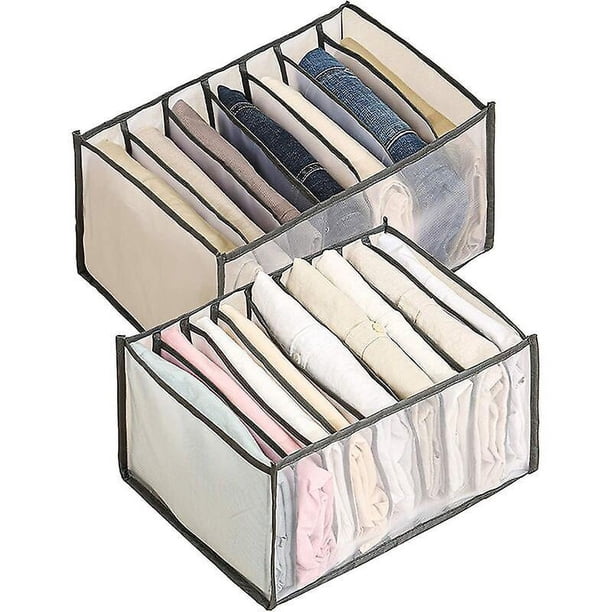 Organizador de cajones para ropa, caja de almacenamiento de malla plegable, organizador de armario con compartimentos, bolsa de almacenamiento de armario para jeans y camisas, rejilla 7+9