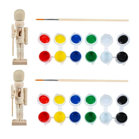 

NUOLUX 2Sets DIY Painting Nutcracker Soldier Unfinished Puppet Doll Xmas Adornment