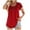 Red, variant on Ltctricy Women's Tunic Tops Crew Neck Half Button Pleated Short Sleeve Babydoll T Shirts Loose Casual Tee Blouses