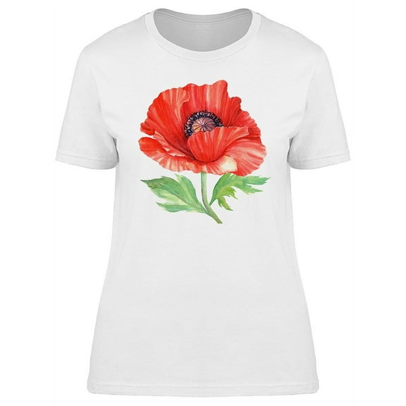 Cute And Cool Red Poppy T-Shirt Women -Image by Shutterstock, Female Medium