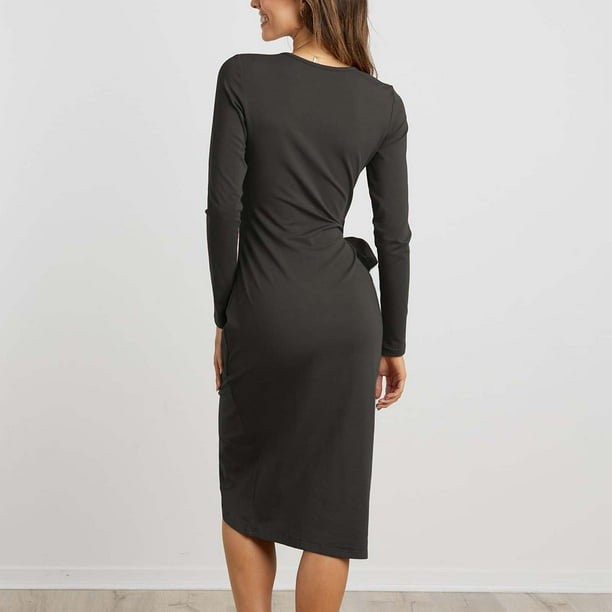 Vestido Casual Mujer Pompotops Manga Larga Cuello Redondo Talla M