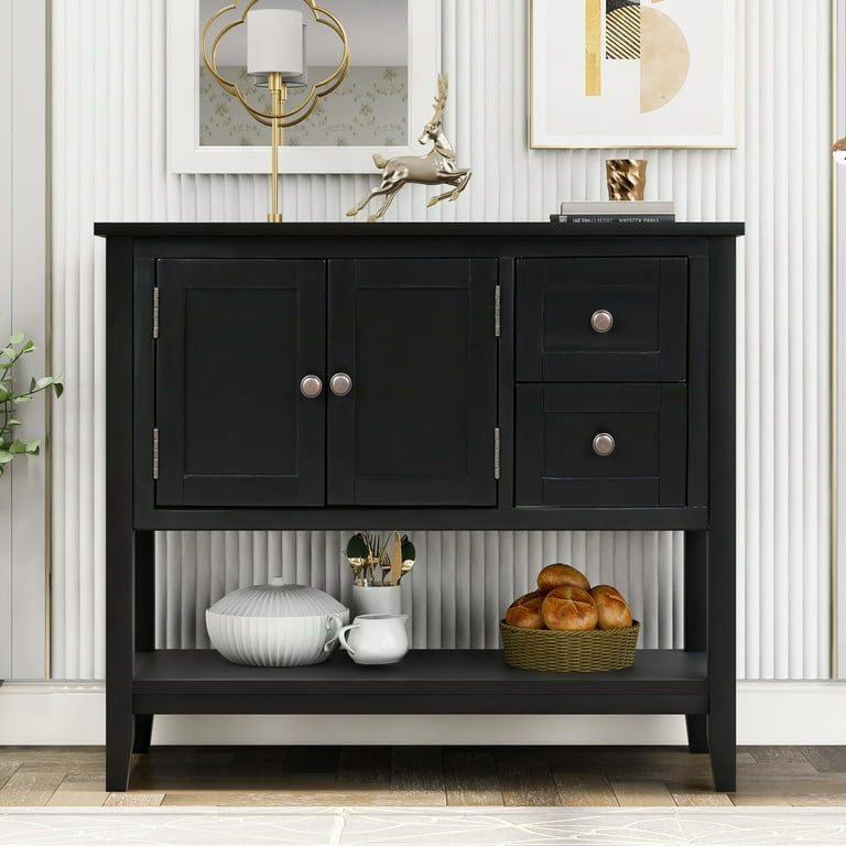 Console Table with Drawers Solid Wood Sofa Table Entryway Table with Storage Cabinet and Shelf for Front Hall Hallway Sofa Couch Living Room Coffee Bar Kitchen Black Walmart
