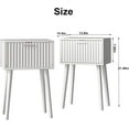 thumbnail image 3 of Nightstands Set of 2, Small Side Table, Bedside Table with Fluted Door, Solid Wood Feet; Modern Mid-Century End Table for Bedroom, Small Space (White), 3 of 13