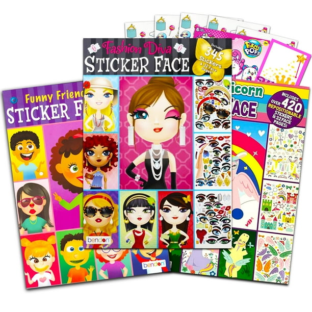 Make a Face Sticker Books Set for Girls Kids Toddlers 3 Deluxe Face