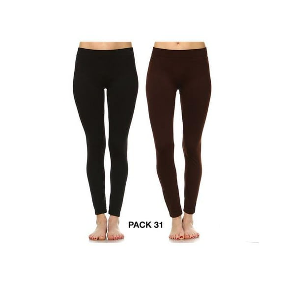 White Mark Pack 31 Solid Skinny Leggings, Black & Brown - Pack of 2