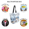 thumbnail image 7 of FORMRS Womens Canvas Tote Bag with Zipper Inner Pocket Shoulder Handbag, Winter Village, 7 of 7