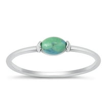 CHOOSE YOUR COLOR Simulated Turquoise Ring .925 Sterling Silver Minimalist Band Blue CZ Female Size 6