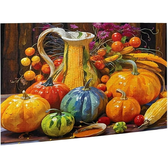 Jigsaw Puzzles 500 Pieces Thanksgiving Harvest Festival Colors Formation Wooden Great Gift for Educational Intellectual Decompressing Wall Art