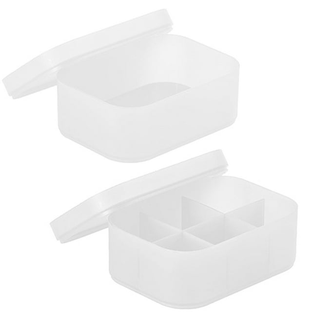 2PCS Makeup Storage Bin Plastic Cosmetics Storage Box Makeup Organizer with Lid