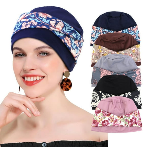 Airvexalon 6 Packed Movable Knot Beanies with Relaxed Stretch Elastic, Chemo Hats for Women