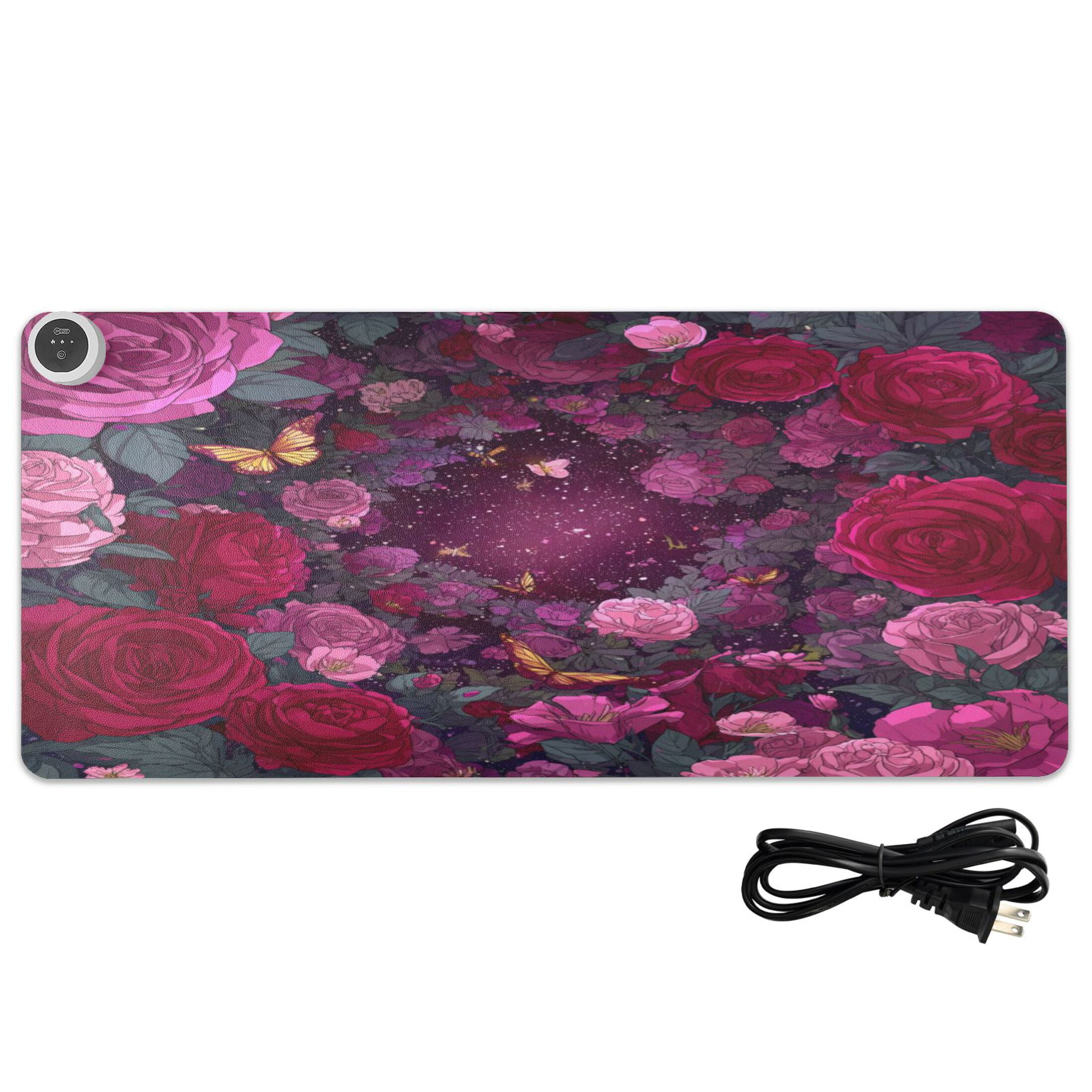 Wobogo Galaxy Rose Heated Mouse Pad Extra-Large Desk Mat With 3 Heating Levels and 3-hour Auto Shut-Off Protection Ideal for Computer Keyboards Home Office Hand-warming Essential 31.5in × 13in