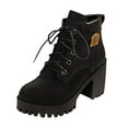 thumbnail image 4 of Women's Combat Boots Lace up Platform Heeled Ankle Booties Lug Sole Chunky Heel Dress Shoes Size 6-9, 4 of 5