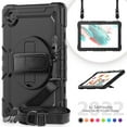 thumbnail image 2 of 3 Layer Case for Samsung Galaxy Tab A8 10.5" 2022 SM-X200/X205/X207, for Kids Heavy Duty Protective Case with Screen Protector & Stylus Holder & 360 Rotating Stand Hand/Shoulder Strap, Black, 2 of 10