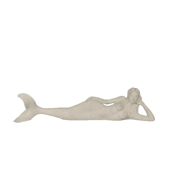 Dreamy Lying Mermaid Large Sculpture Roman Stone Finish 40" Long