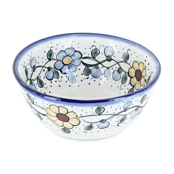 Blue Rose Polish Pottery Geranium Cereal/Soup Bowl