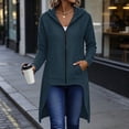thumbnail image 5 of Sokhug Womens Hooded Long Length Sweatshirt Coat Full Zip Loose Fit Slit Dual Side Pockets Soft Breathable Casual Outerwear Jacket, 5 of 8