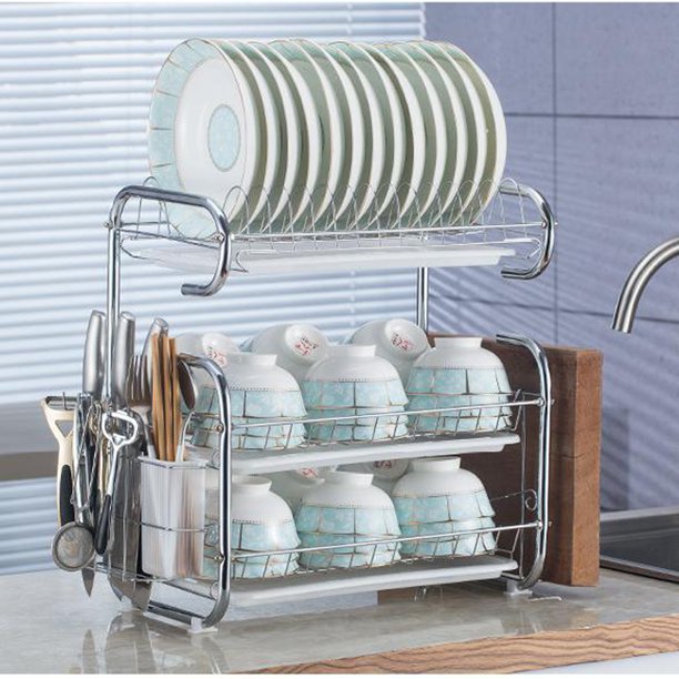 Dish Drying Rack, 3 Tier Stainless Steel Dish Rack with ...