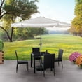 thumbnail image 1 of CorLiving 10ft Large Round, Market Tilting Striped Outdoor Patio Umbrella with Side Flaps and Steel Frame, 1 of 9