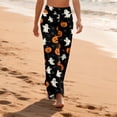 thumbnail image 4 of Domzest Halloween Womens Pajama Pants Pumpkin Ghost Bat Graphic Drawstring Elastic Waisted Pj Bottoms Cute Wide Leg Pajama Bottoms Dark Gray XL, 4 of 6