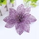 thumbnail image 4 of Decoración navideña con purpurina, flores navideñas moradas, tela artificial hueca, simulación de flores de árbol de Navidad para decoración de bodas, adorno (20 piezas), 4 of 5