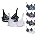 thumbnail image 3 of XFLWAM Lace Bras for Women Lace Underwire Push Up Lace Embroidery Minimizer Bras Sexy Everyday Bras See Through Underwire Demi Sheer Mesh Bralette 2 Pack, 3 of 3
