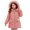 Pink, variant on Girls Hooded Mid Length Padded Winter Coat Girls with Plush Trim Decorative Pocket Tassels and Zip Front for Outings and Holiday Season Wear in Color Options
