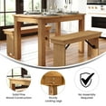 thumbnail image 2 of Flash Furniture Hercules 46" x 30" Rectangular Antique Rustic Light Natural Solid Pine Farm Dining Table, 2 of 9