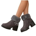 thumbnail image 4 of Xfvqtps Womens Fashion Boots Flatform Sole Chunky Heel 3.14 in Embroidered Ankle Boots for Women Warm Velvet Winter Booties Gray, 4 of 9