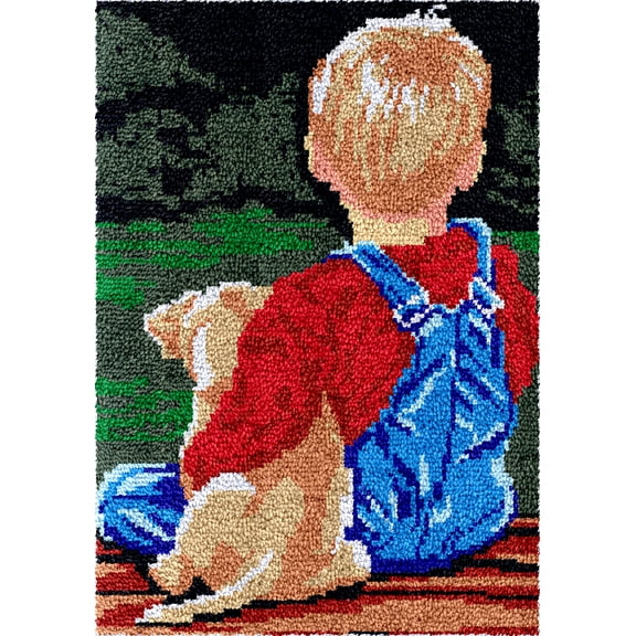 Boy with Puppy | Rug Making Latch Hooking Kit