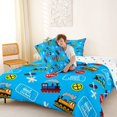thumbnail image 4 of Castle Fairy Cartoon Train Pattern Full Size Comforter Sets 3 Pieces for Boys, Ticket Art Bedding Sets for Bedroom, Blue Red, 4 of 6