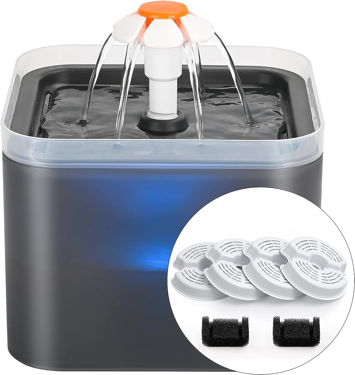 ATMZIQXR Pet Water Fountain Filters: Per Fountain Filter Replacement (24 Pcs) - 6 Months Set Of Replacement Filters For ATMZIQXR S18 - Contains 12 Carbon Filters 12 Sponges Filters