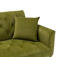 thumbnail image 6 of Velvet Mini Sofa, Accent Sofa, Mid Century Modern Velvet Fabric Couch Convertible Futon Sofa Bed, Recliner Couch, Loveseat Sofa with Rose Gold Metal Feet, for Living Room, Bedroom, Olive, 6 of 7
