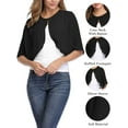 thumbnail image 2 of Hanerdun Womens Chiffon Cropped Cardigan 3/4 Sleeve Casual Open Front Shrugs Sheer for Evening Dresses M, 2 of 5