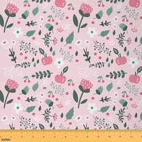 Feelyou Girly Pink Floral Fabric by the Yard 1 Yard, Rustic Leaf Plant Sewing Fabric, Cartoon Theme Home Decor Fabric by the Yard, Luxury Bedroom Decor