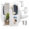 thumbnail image 5 of 360° Rotating 69"x16" Multifunctional Full Length Mirror with Hook Storage Rack Coat Rack with Mirror Solid Wood Floor Mirror Bedroom Living Room Cloakroom Space Saving (white), 5 of 9