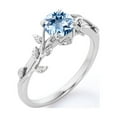 thumbnail image 4 of JeenMata 0.50 Carat 4 Prong-Set Round Shaped Lab Created Aquamarine Leaf Engagement Ring In 18K White Gold Plating Over Silver, 4 of 6