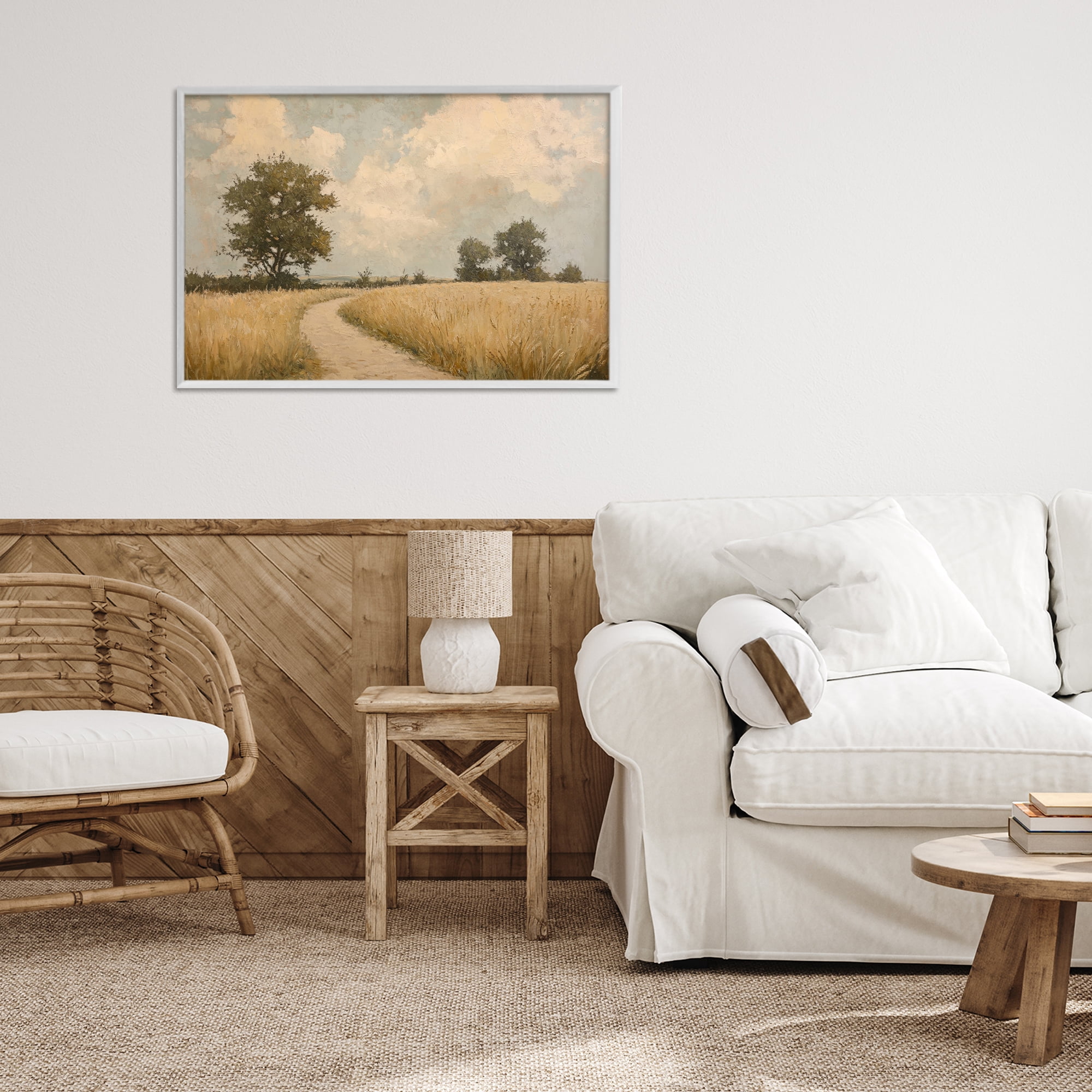 Stupell Industries Soft Field of Wheat White Framed Giclee Art, design by Petal Prints Design