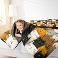 thumbnail image 3 of Homewish Cute Pet Cats Full Size Comforter Sets,Cartoon Animals Bedding Comforter Set,Orange Gray,Black Reversible,3pcs,1 Comforter and 2 Pillowcases, 3 of 7
