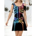 thumbnail image 4 of FEOYA Ladies Skeleton Bones Dress Women's 3D Digital Printed Dress Costume Anatomy Irregular Dress XL, 4 of 6